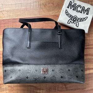 MCM Black and Gray Leather Tote
